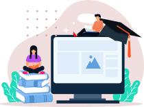 Illustration of a student learning online