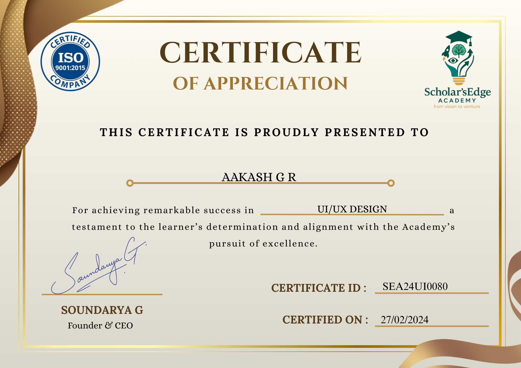 SEA course certificate 2