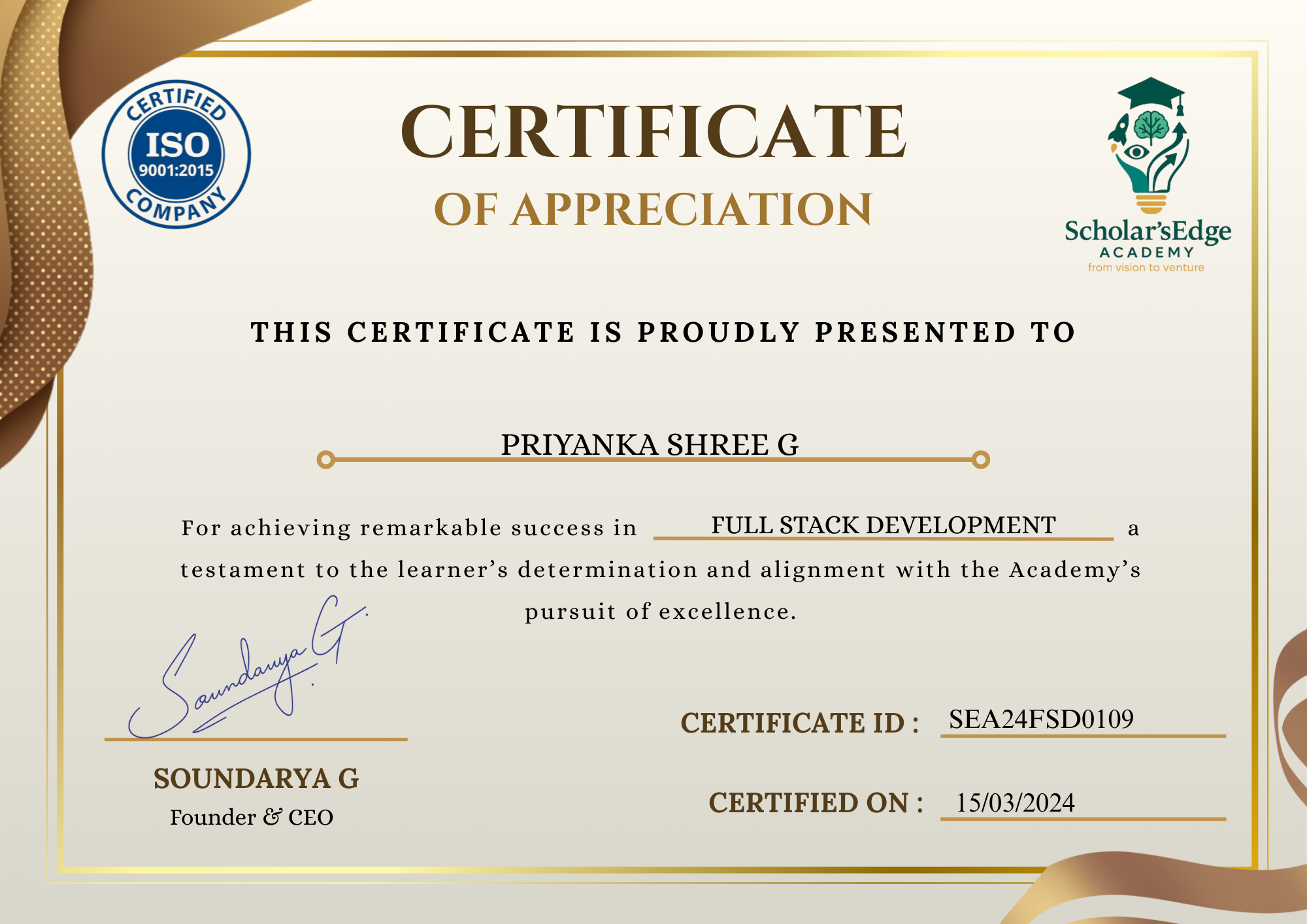 SEA course certificate 3