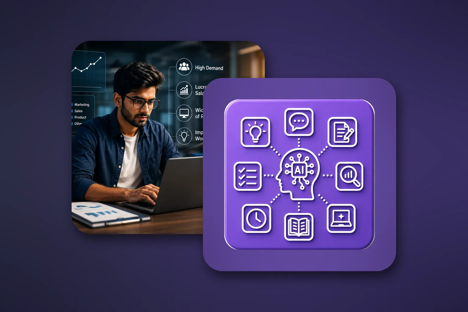AI Data Professional combo course: Data Analytics with AI and AI Application Developer training visual